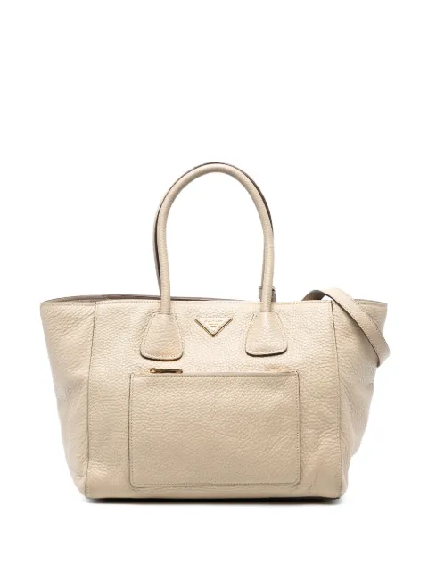 Prada Pre-Owned 2000-2025 Vitello Daino Front Pocket Open Convertible Tote satchel