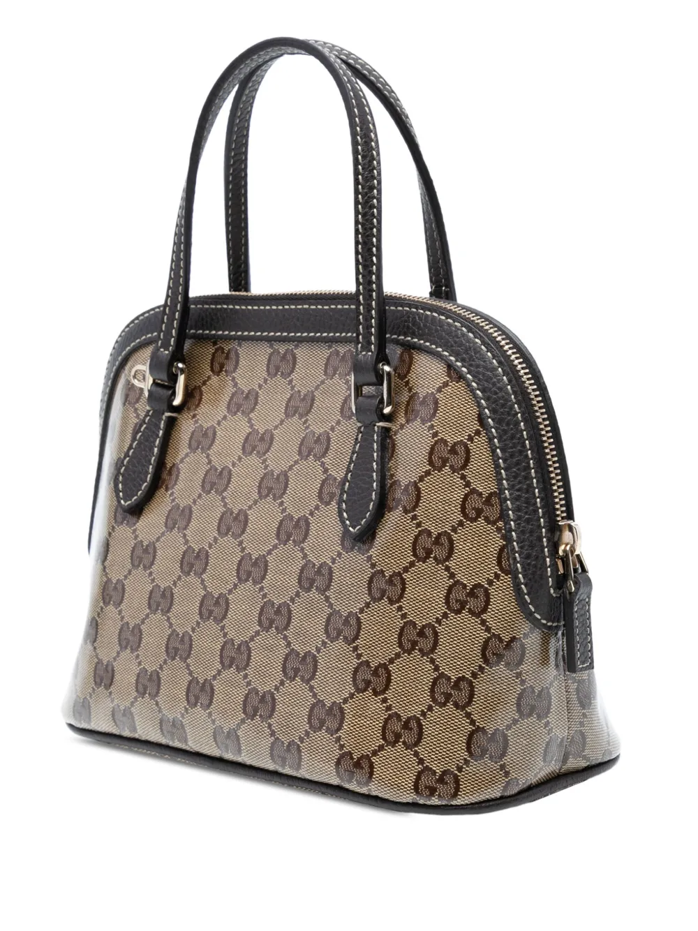 Pre-owned Gucci 2016-2025 Mini Gg Crystal Dome Satchel In Brown