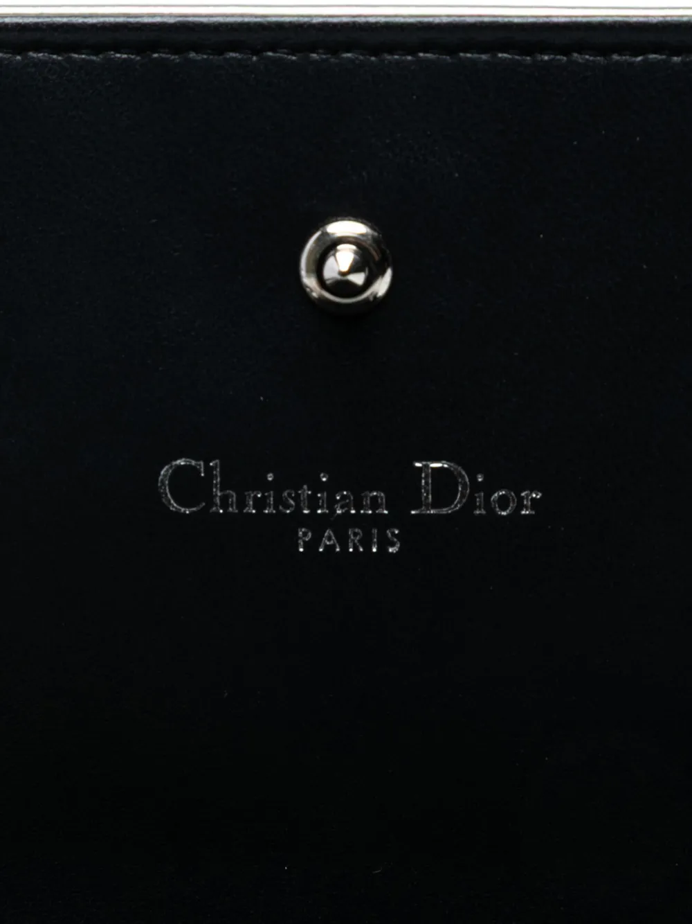 Pre-owned Dior 2017 Metallic Patent Microcannage Ama Wallet On Chain Crossbody Bag In Silver