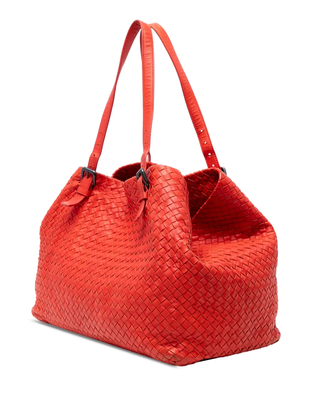 BOTTEGA VENETA Pre-owned 2012-2025 Large Nappa Intrecciato Cesta Tote Bag In Red