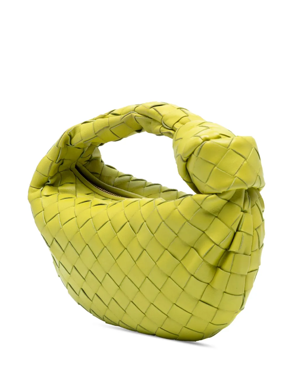 Click to view more detailed imagery on our partner's website Pre-owned Bottega Veneta 2012-2025 Mini Nappa Intrecciato Jodie Hobo Bag In Yellow
