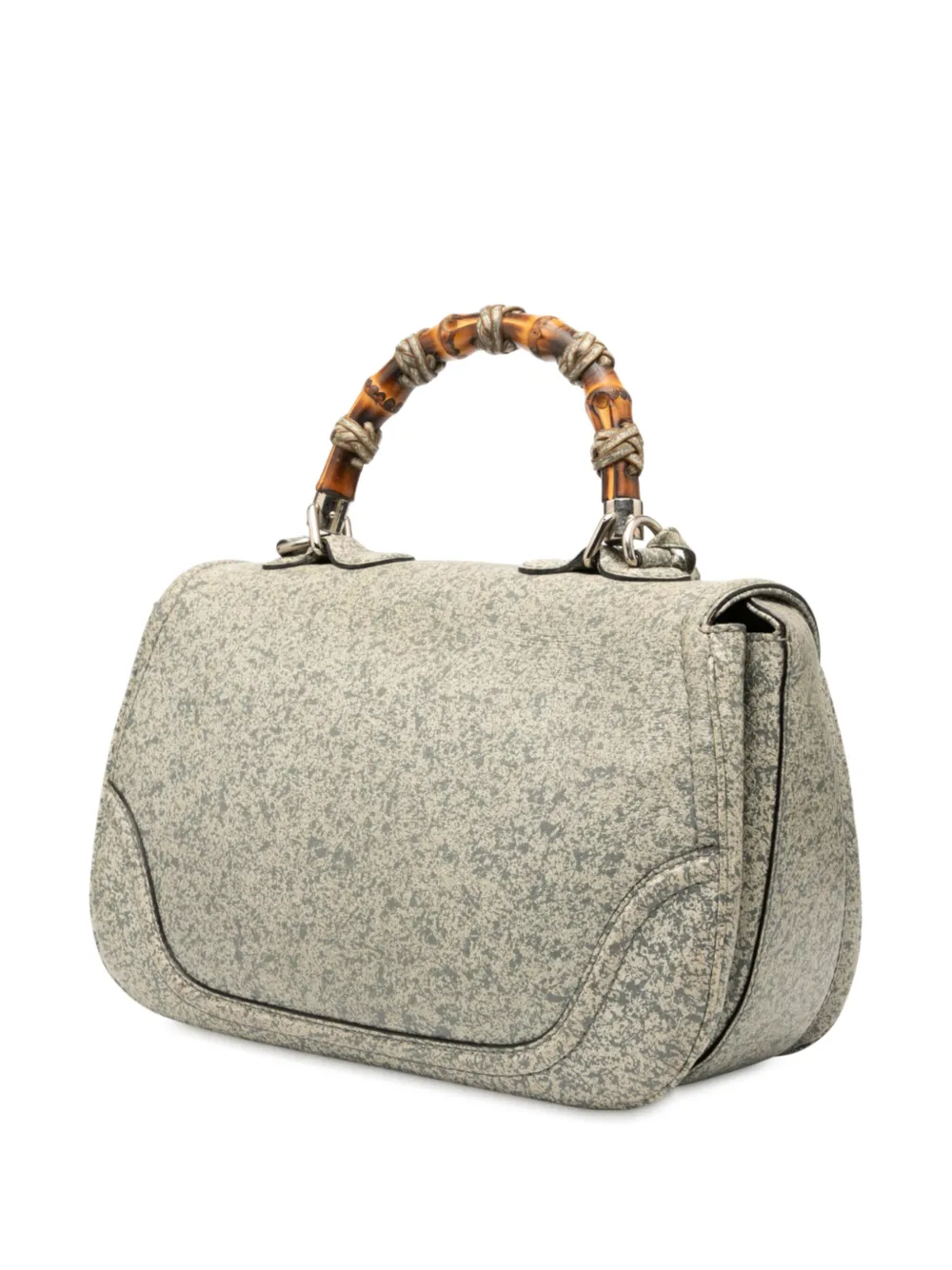 2000-2015 Large Speckled Leather New Bamboo Top Handle Bag Satchel