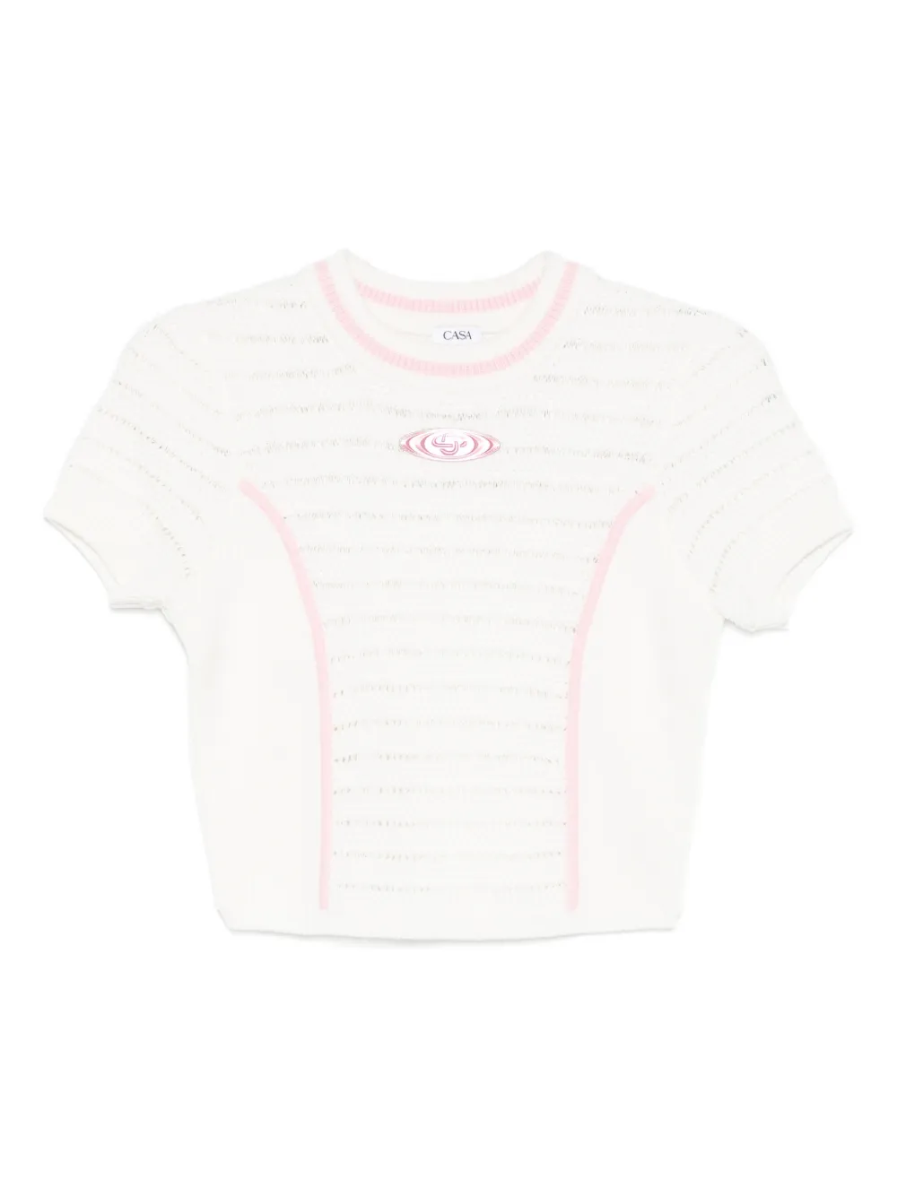 Casablanca Trim Knit Top In White