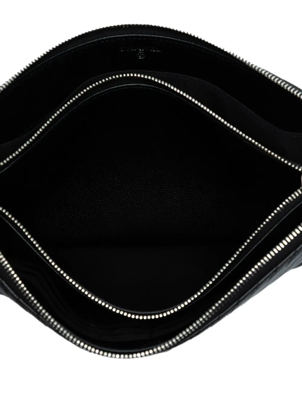 Pre-owned Chanel 2016-2017 Cc Chevron Caviar Zip Clutch Bag In Black