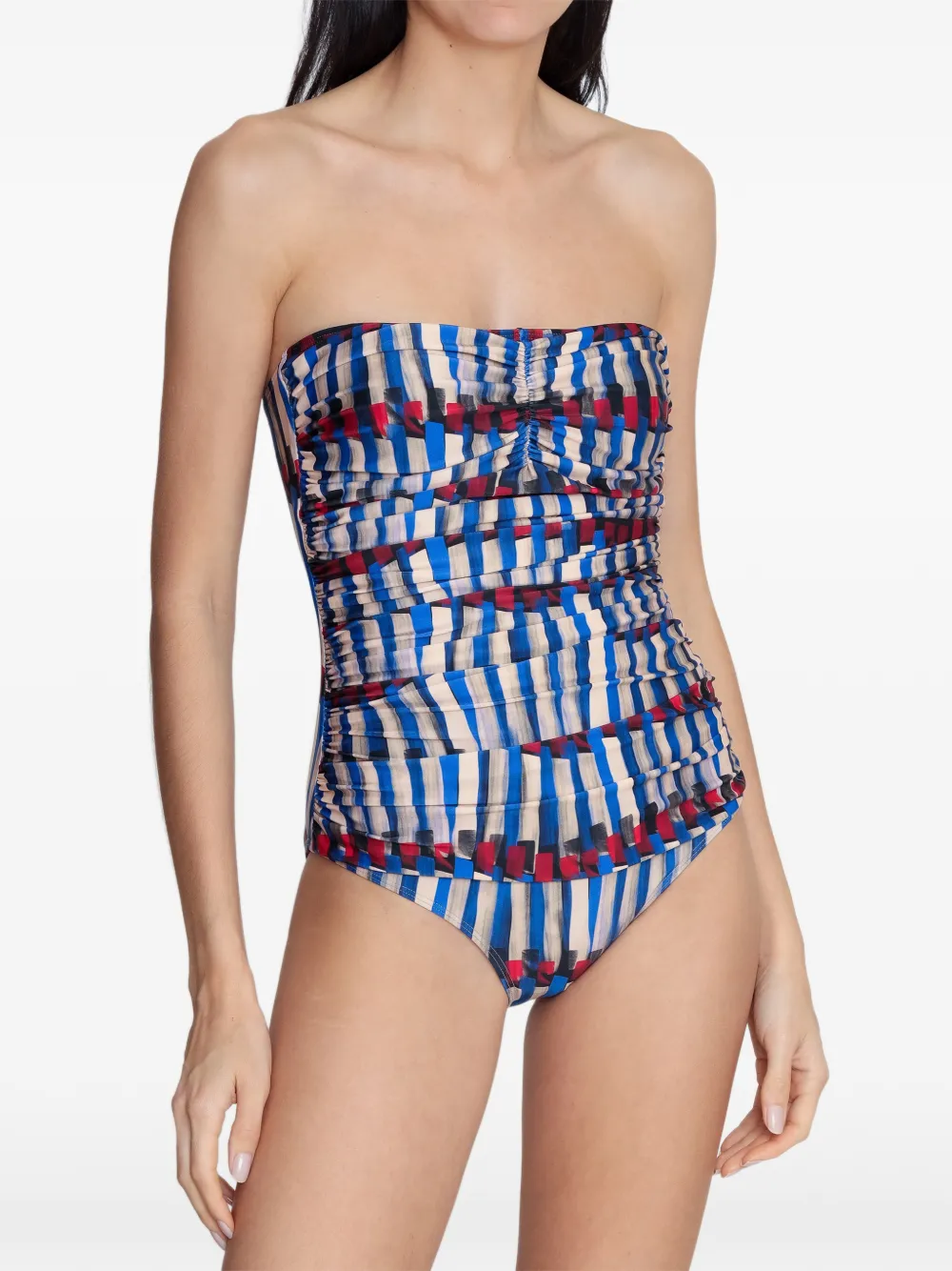 Lygia & Nanny Melissa gestreept badpak met ruches Blauw