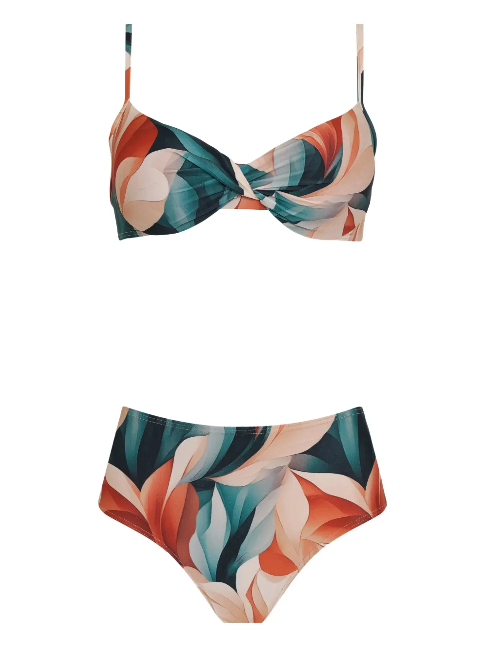 Lygia & Nanny Verônica twisted printed bikini | Green | Image 1
