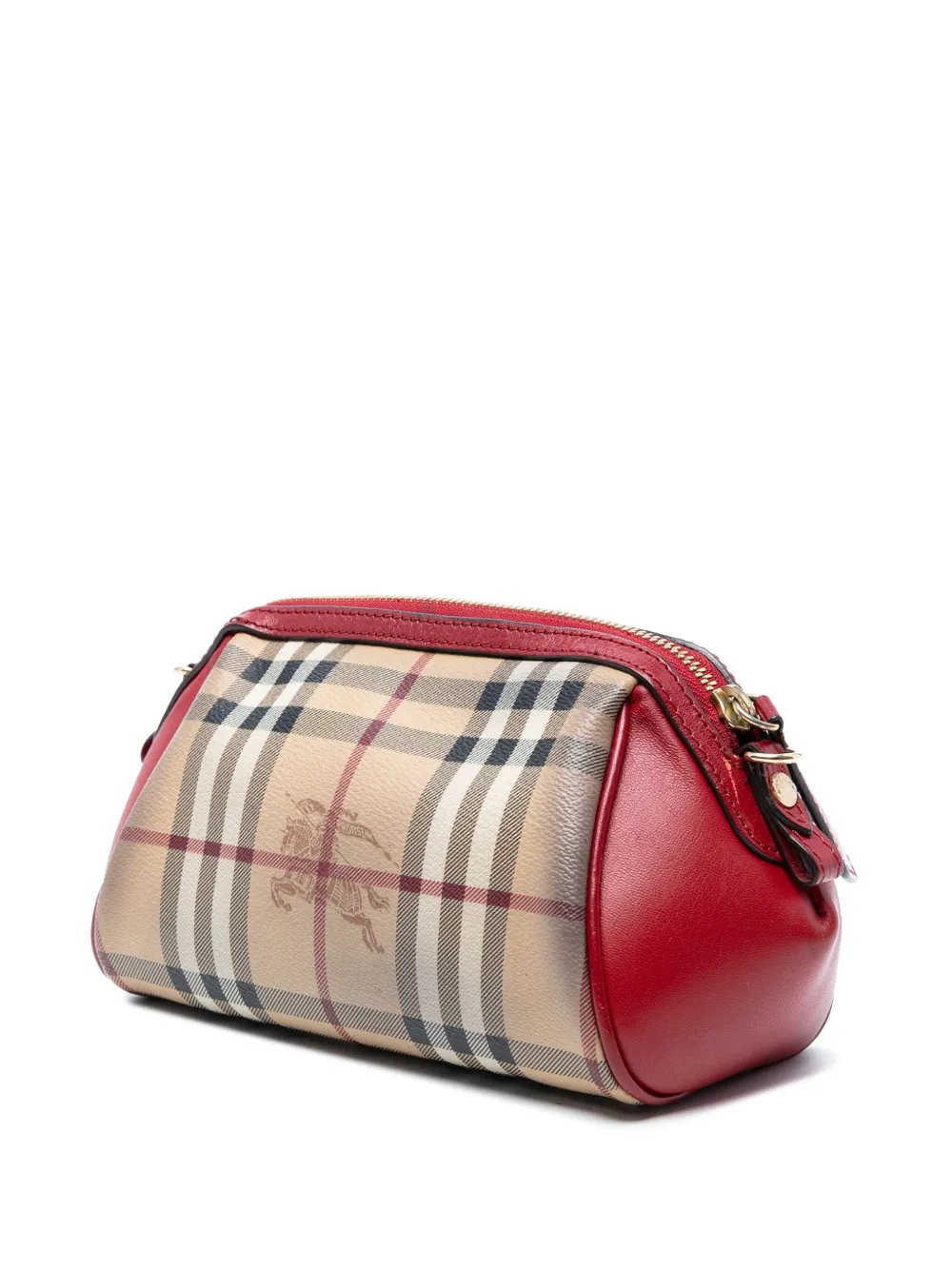 Pre-owned Burberry 2000-2017 Mini Haymarket Check Coated Canvas Blaze Crossbody Bag In Brown