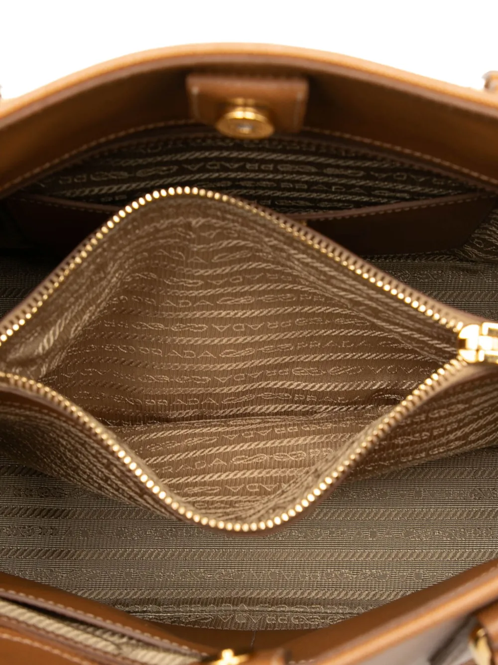 PRADA Pre-owned 2013-2025 Medium Saffiano Lux Open Promenade Satchel In Brown