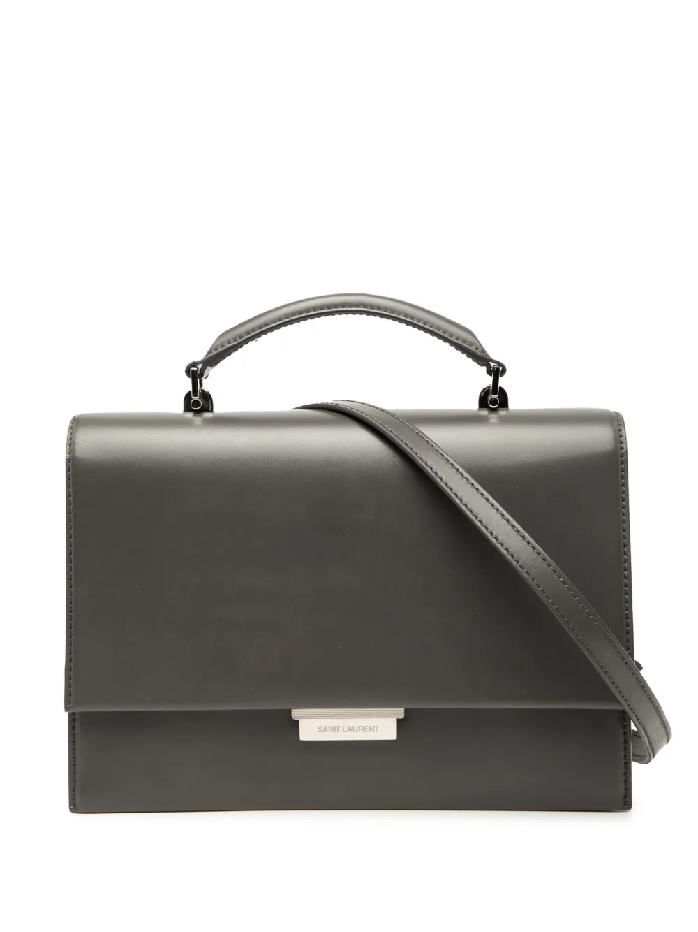 SAINT LAURENT Pre-owned 2017 Leather Babylone Top Handle Bag Satchel In Gray