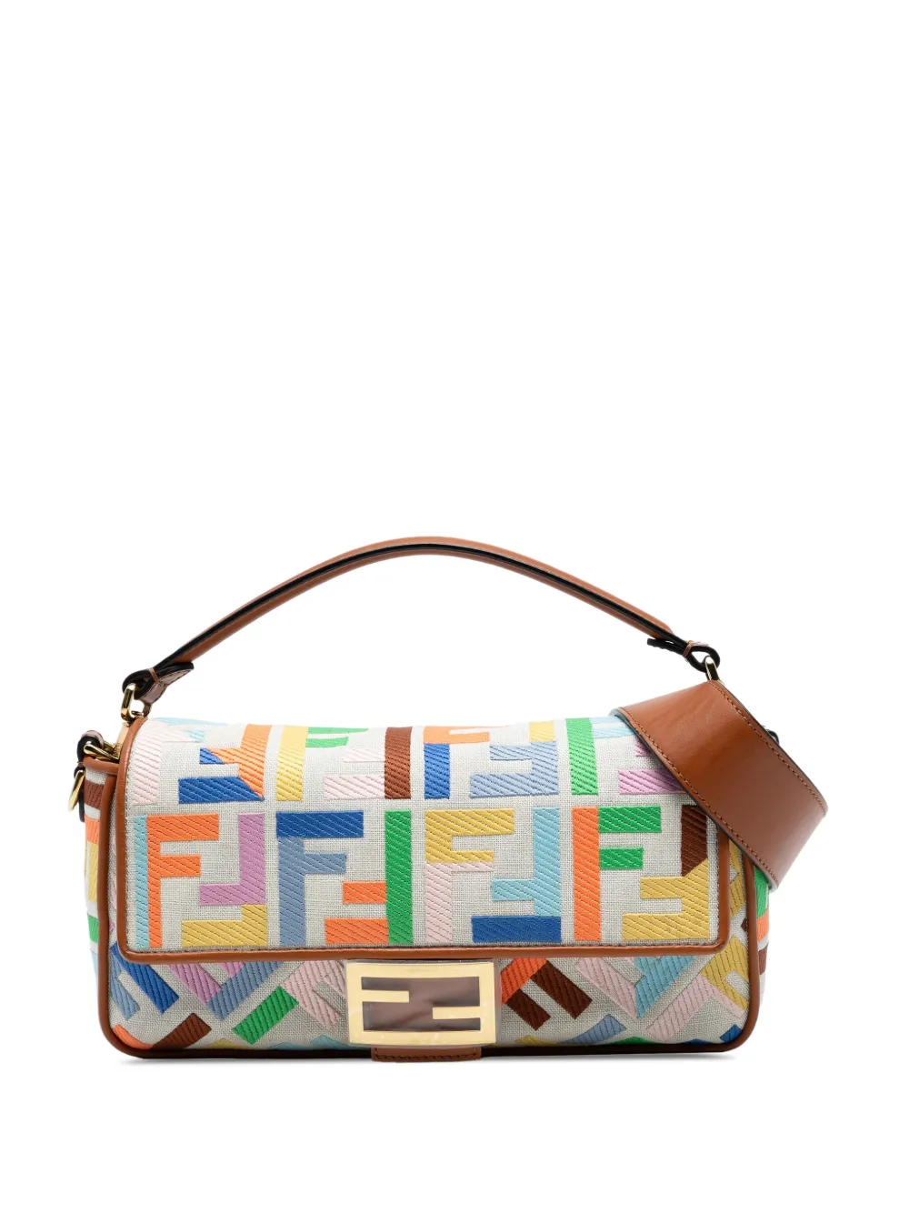 Fendi Pre-Owned 2010-2025 Zucca Embroidered Canvas Baguette satchel - Fendi Pre-Owned 2010-2025 Zucca Embroidered Canvas Baguette satchel -