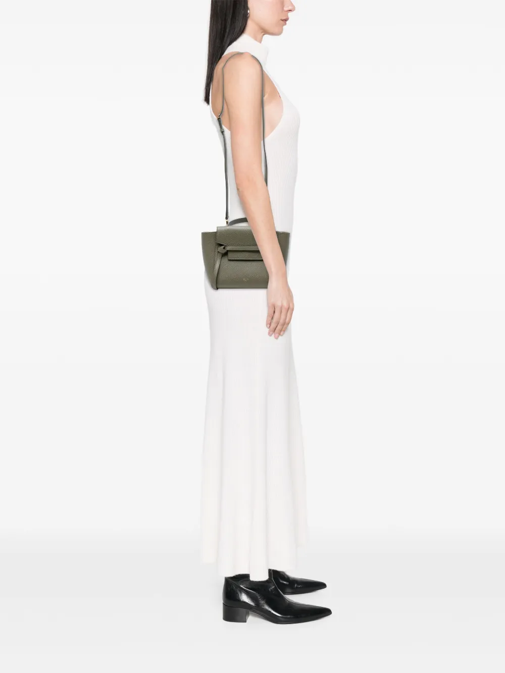 Pre-owned Celine 2019 Nano Grained Calfskin Belt Bag Satchel In Green