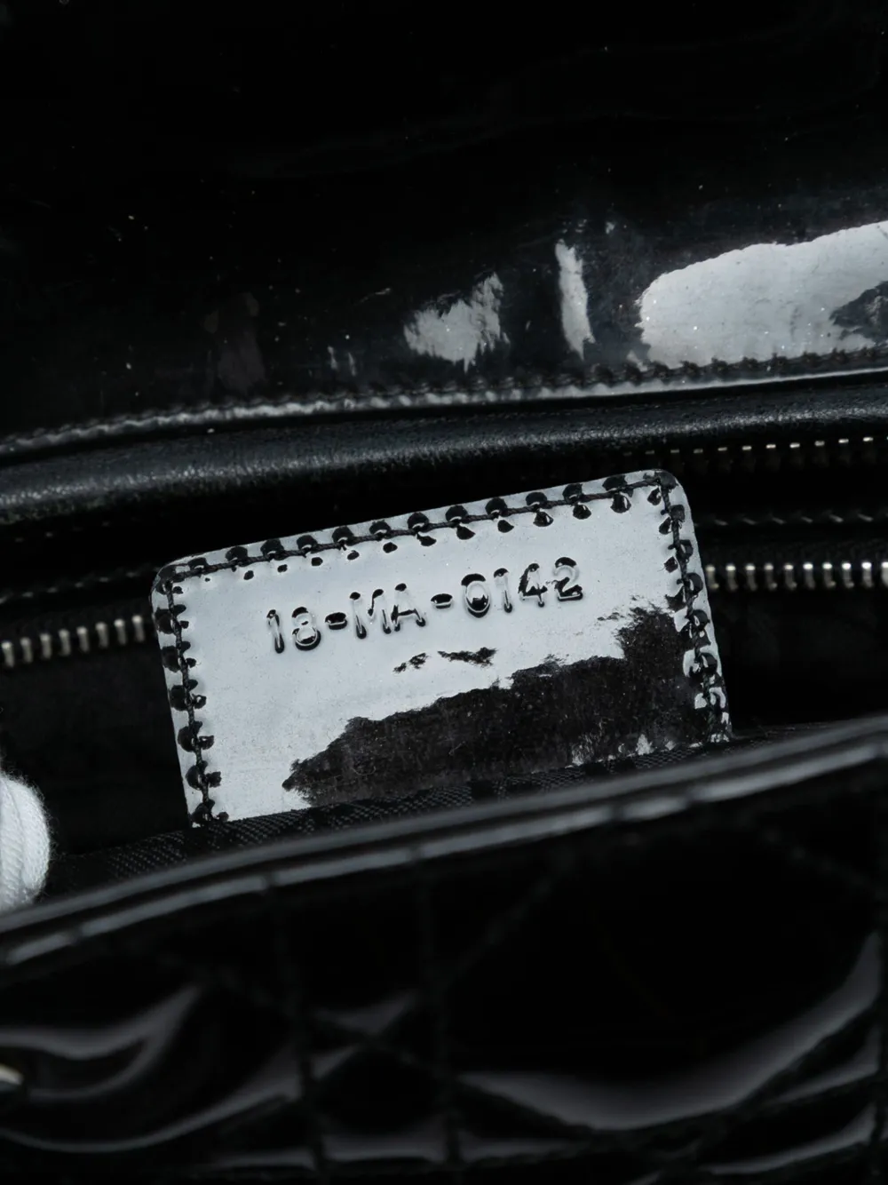 DIOR Pre-owned 2012 Large Patent Cannage Lady Satchel In Black