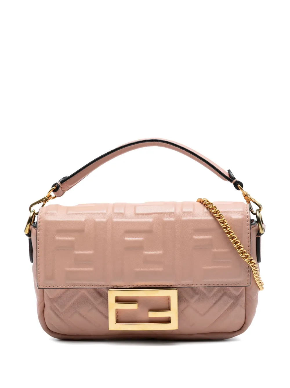 Fendi Pre-Owned 2010-2025 Mini Zucca Embossed Leather Baguette satchel Fendi Pre-Owned 2010-2025 Mini Zucca Embossed Leather Baguette satchel