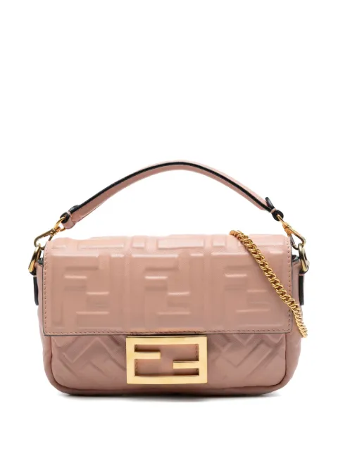 Fendi Pre-Owned 2010-2025 Mini Zucca Embossed Leather Baguette satchel