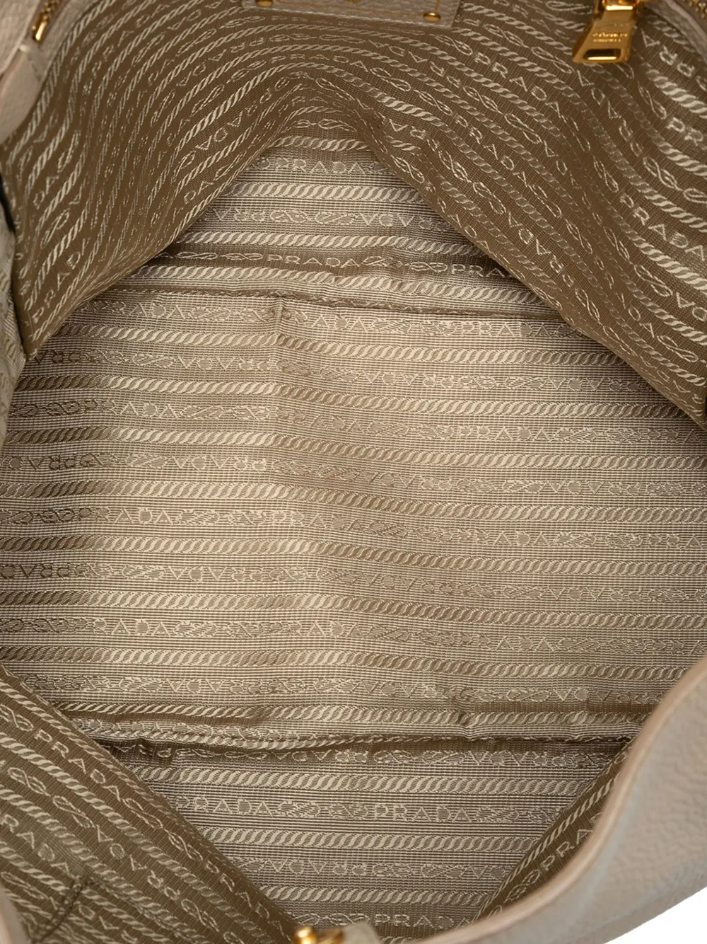 Pre-owned Prada 2000-2025 Vitello Daino Double Pocket Tote Bag In Brown