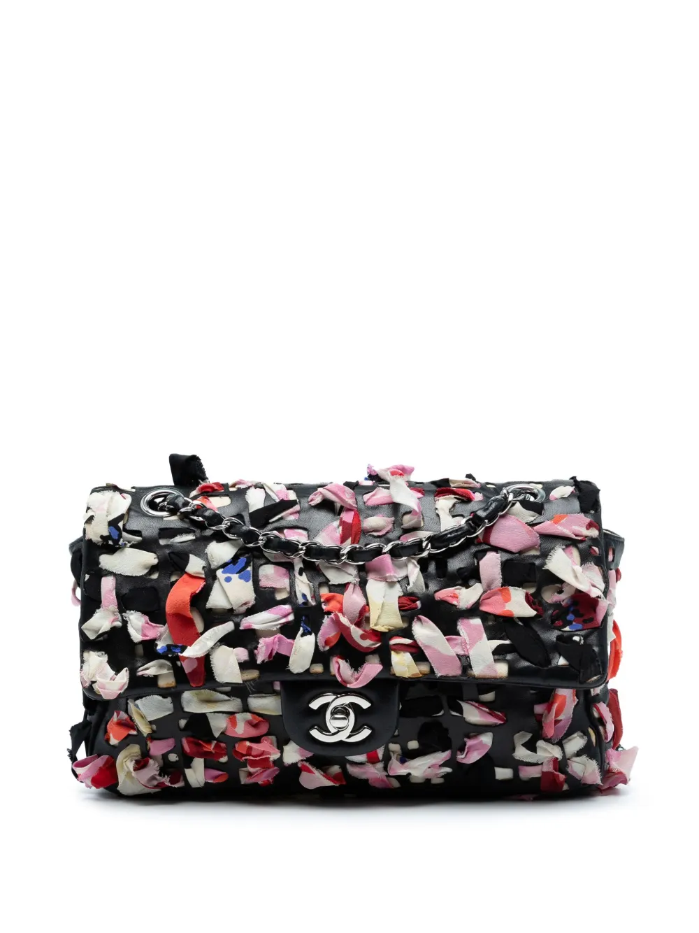 CHANEL Pre-Owned 2010-2011 Medium Classic Lambskin and Silk Ribbon CHANEL Pre-Owned 2010-2011 Medium Classic Lambskin and Silk Ribbon