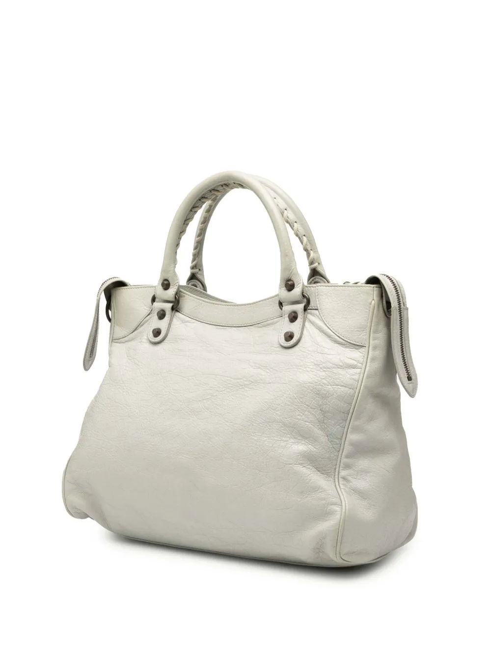 Pre-owned Balenciaga 2005-2025 Lambskin Motocross Classic Velo Satchel In Gray