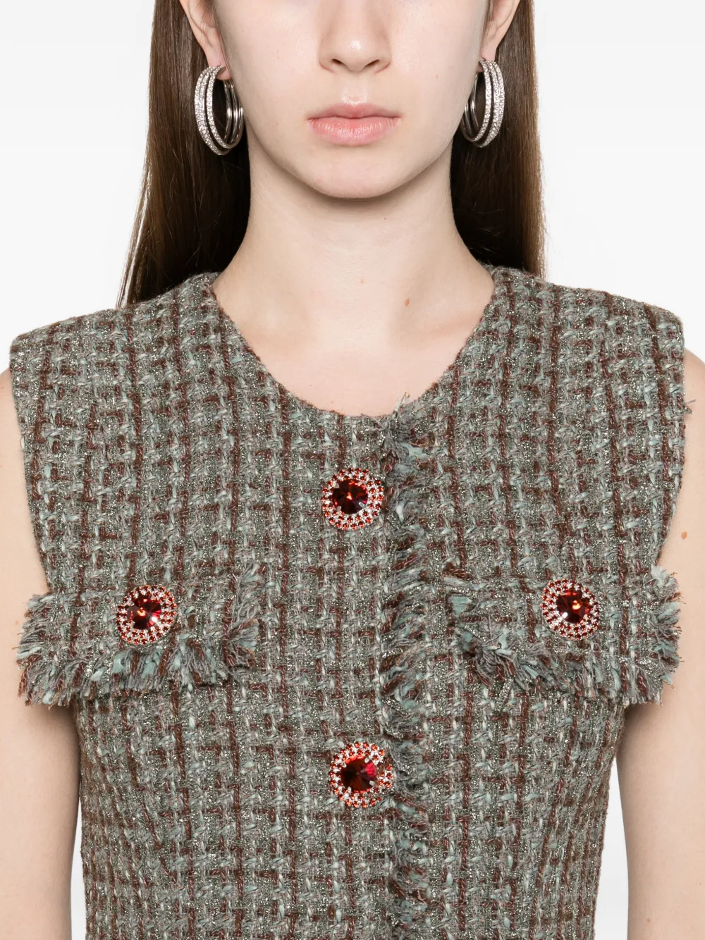 Miau By Clara Rotescu Embellished Maxi Dress In Brown