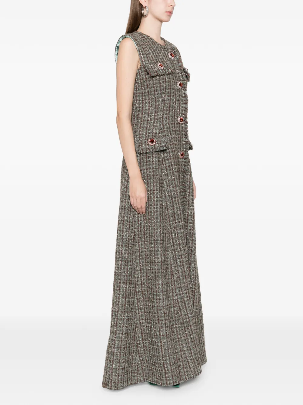 Miau By Clara Rotescu Embellished Maxi Dress In Brown