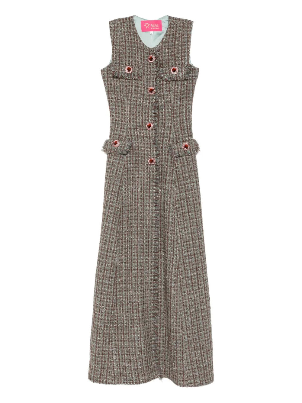 Miau By Clara Rotescu Embellished Maxi Dress In Brown