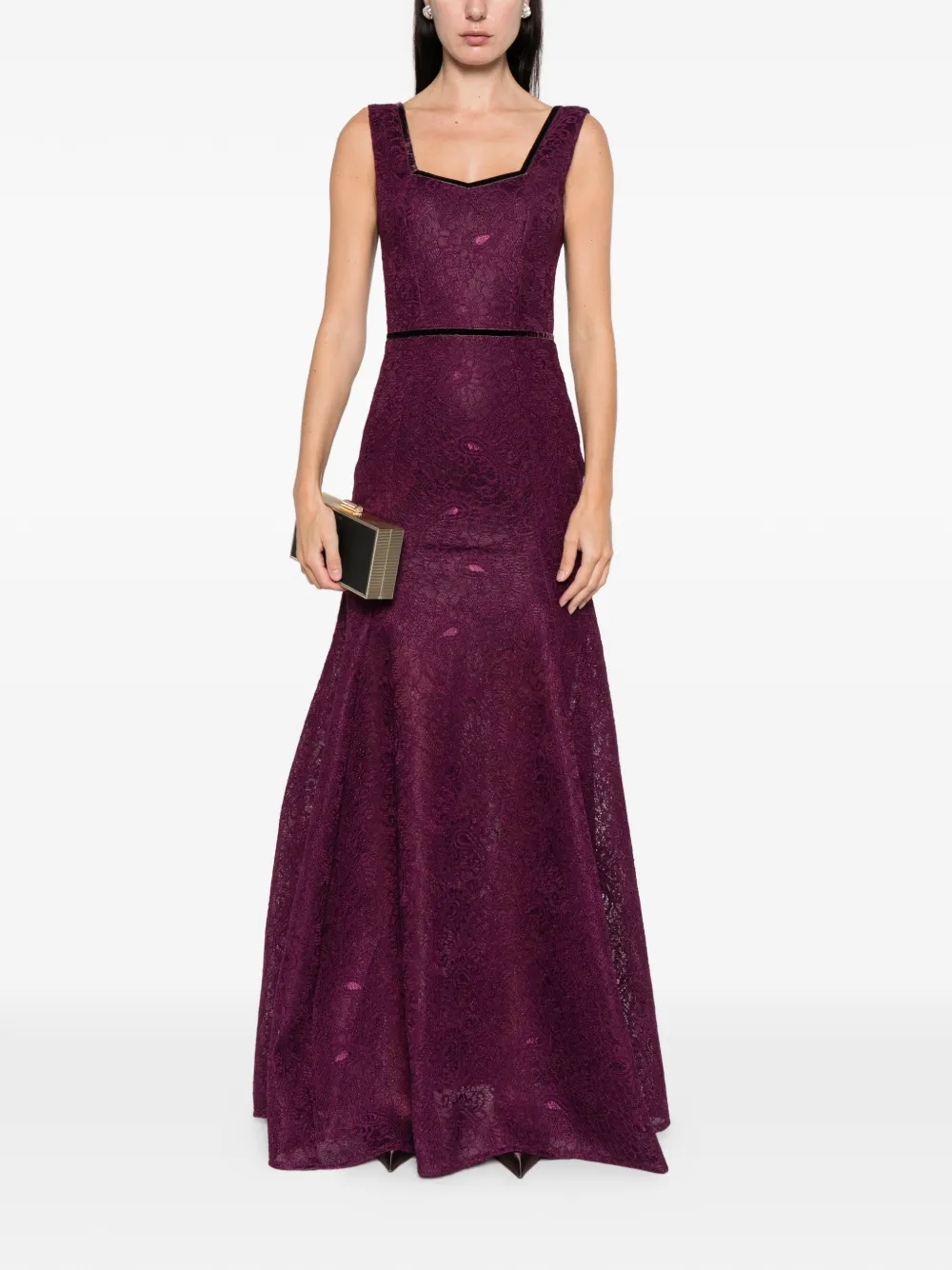 Miau By Clara Rotescu Zefir Floral-lace Maxi Dress In Purple