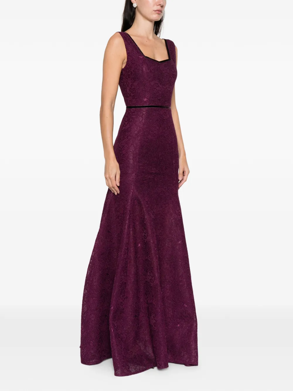 Miau By Clara Rotescu Zefir Floral-lace Maxi Dress In Purple