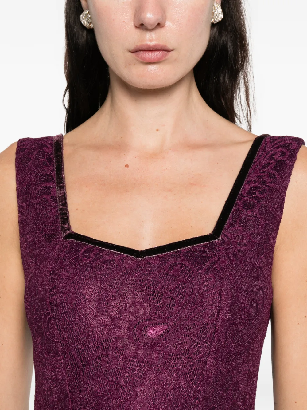 Miau By Clara Rotescu Zefir Floral-lace Maxi Dress In Purple