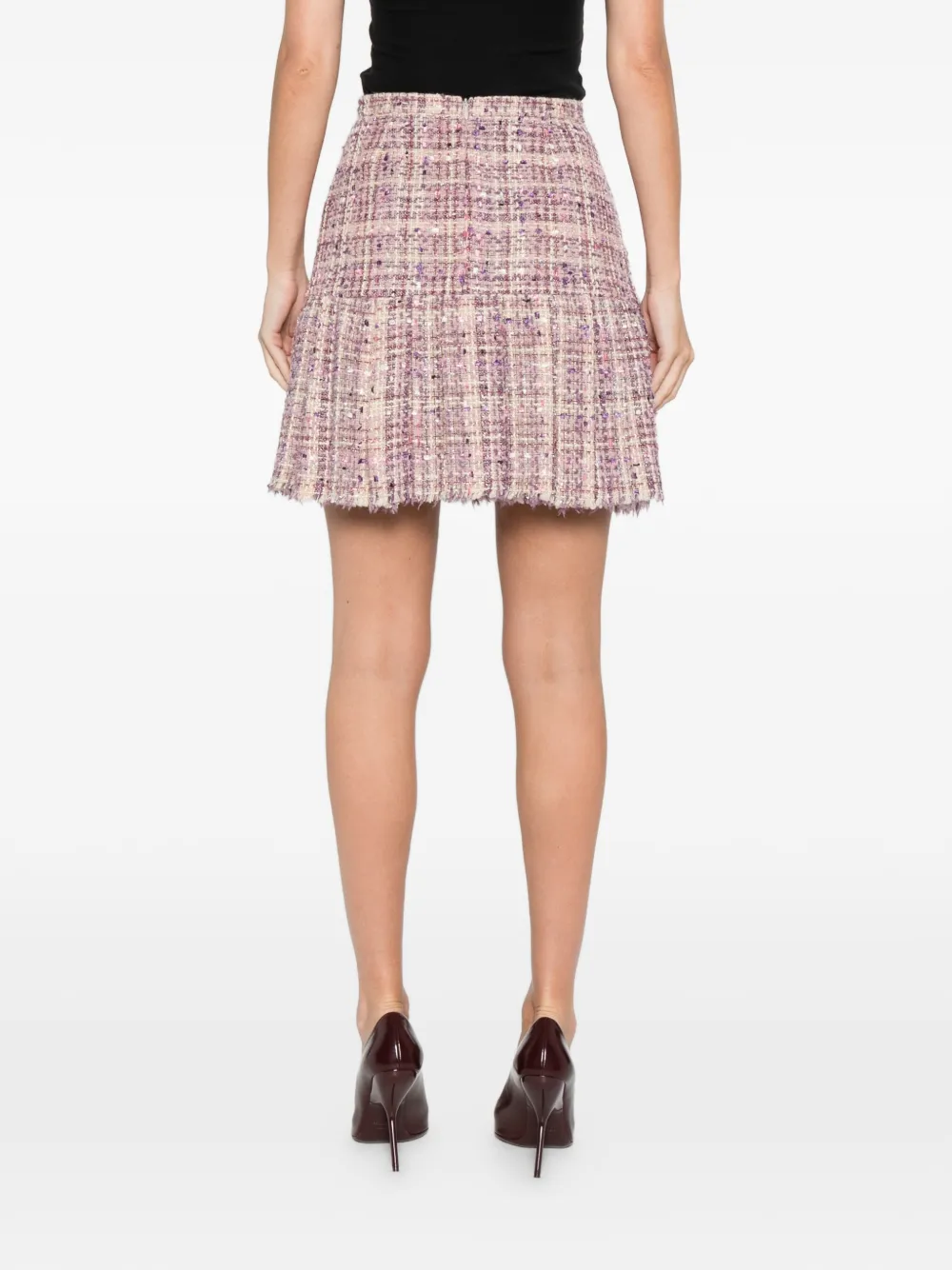 Miau By Clara Rotescu Kade Pleated Frayed Mini Skirt In Pink