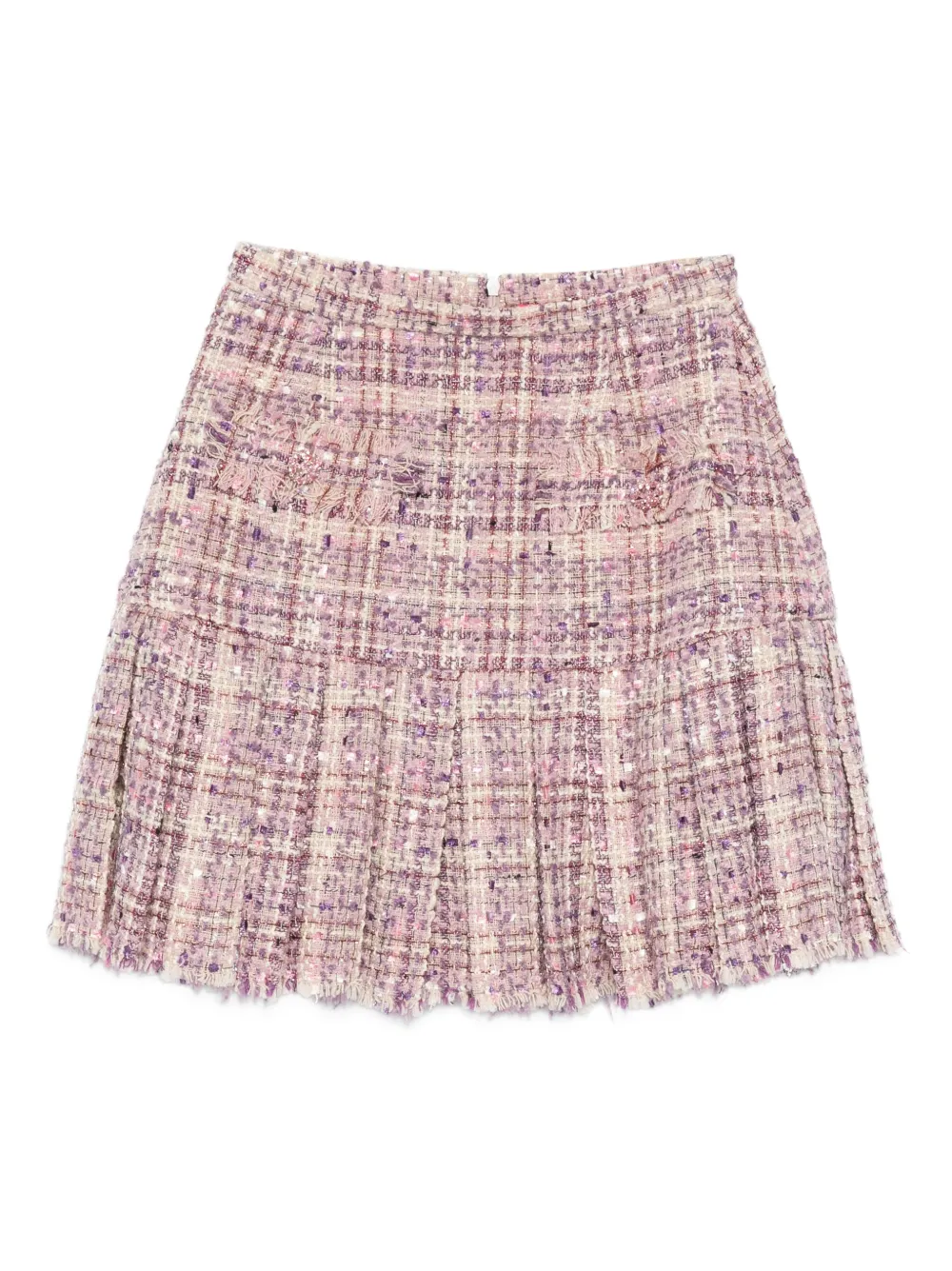 Miau By Clara Rotescu Kade Pleated Frayed Mini Skirt In Pink
