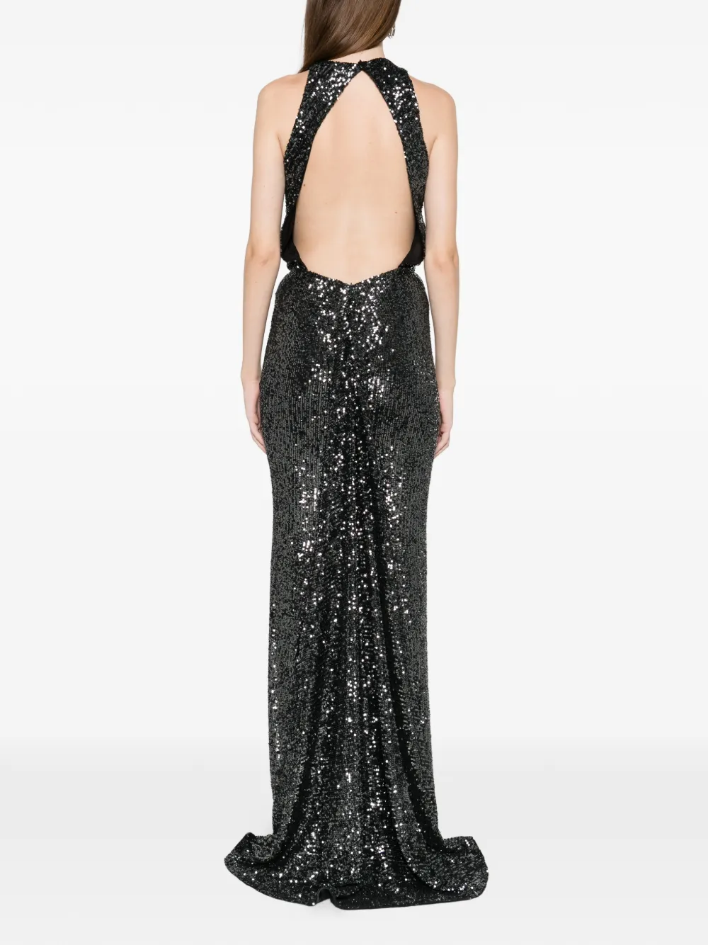 Miau By Clara Rotescu Sequinned Maxi Dress In Black