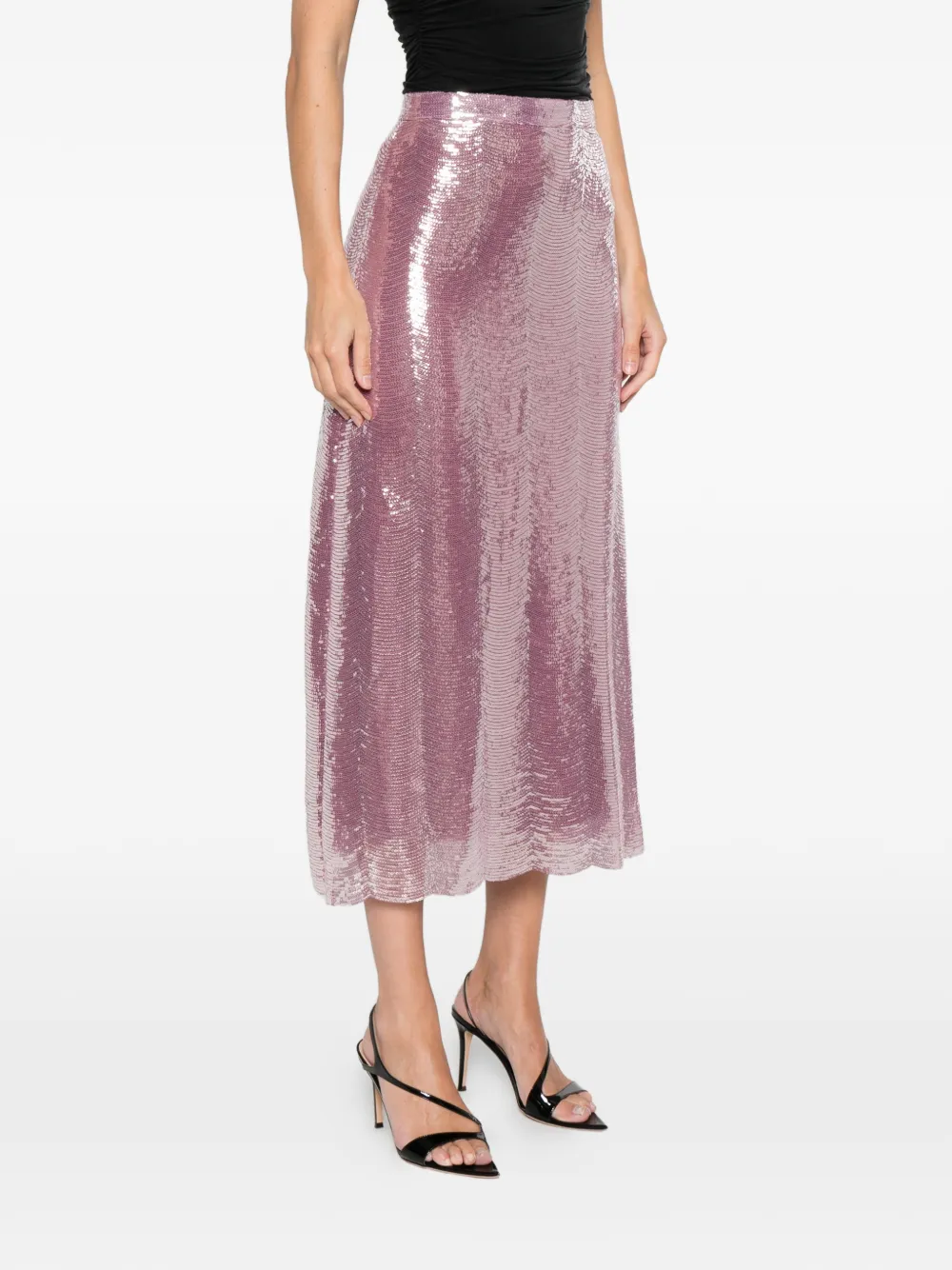 Miau By Clara Rotescu Ryder Sequinned Midi Skirt In Pink