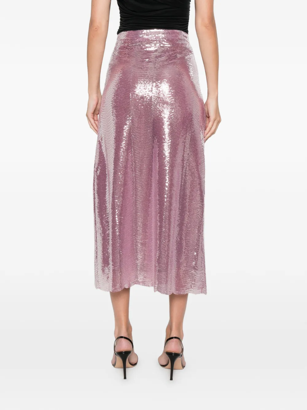 Miau By Clara Rotescu Ryder Sequinned Midi Skirt In Pink
