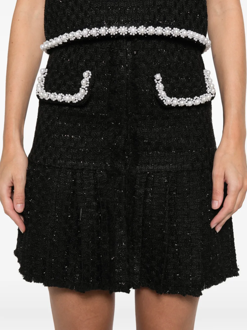 Miau By Clara Rotescu Noah Beaded Pocket Mini Skirt In Black