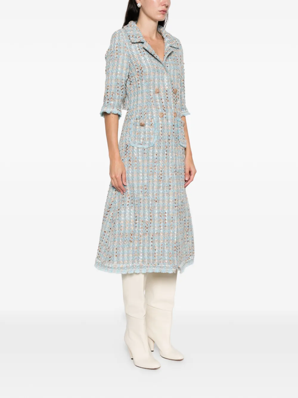 Miau By Clara Rotescu Solene Pocket Coat In Blue