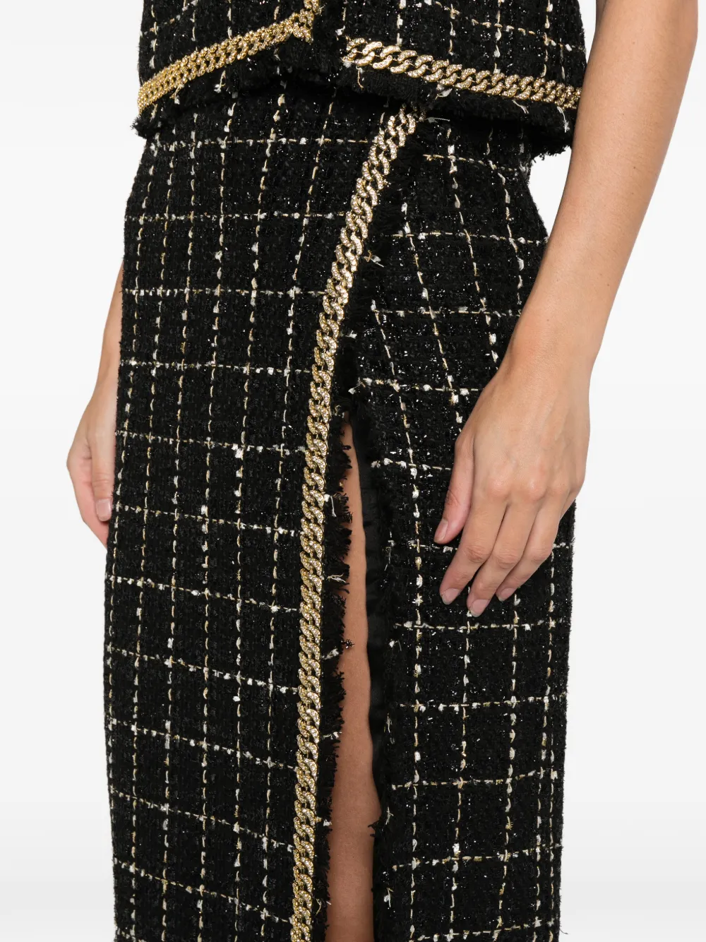 Miau By Clara Rotescu Carter Chain Check Midi Skirt In Animal Print