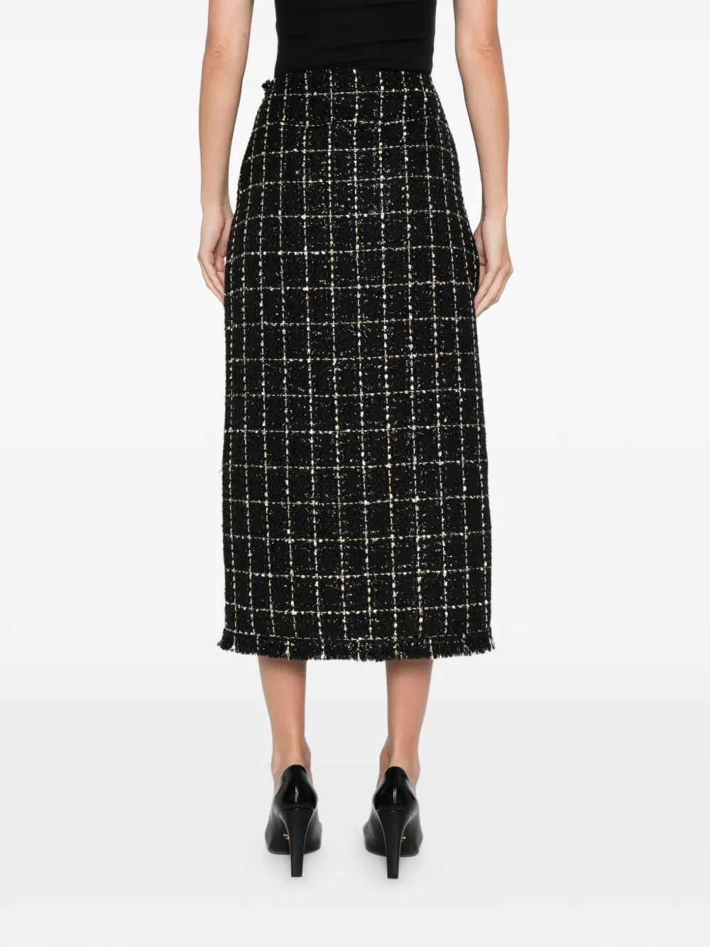 Miau By Clara Rotescu Carter Chain Check Midi Skirt In Animal Print