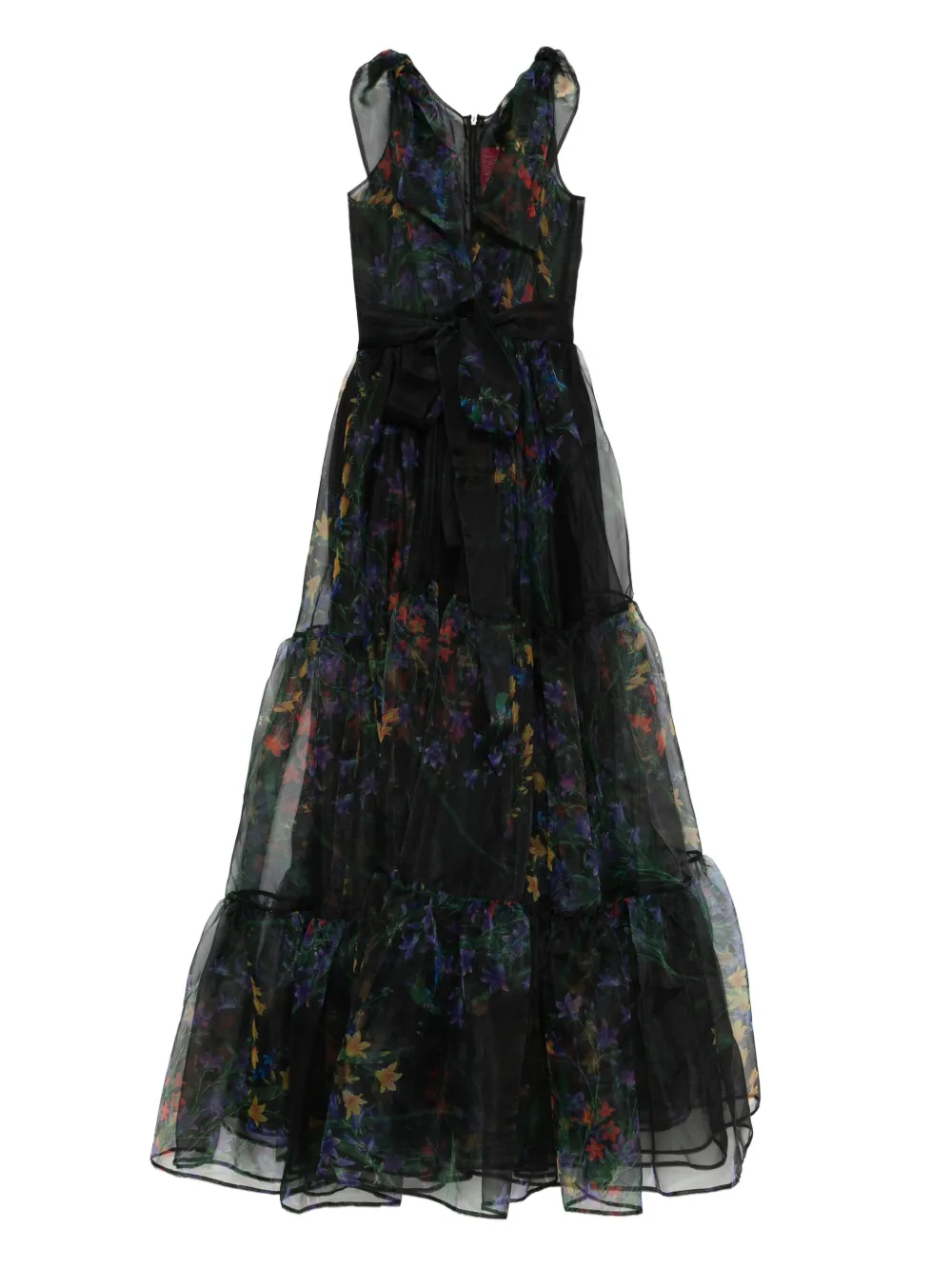 Miau By Clara Rotescu Isla Floral Tiered Maxi Dress In Black