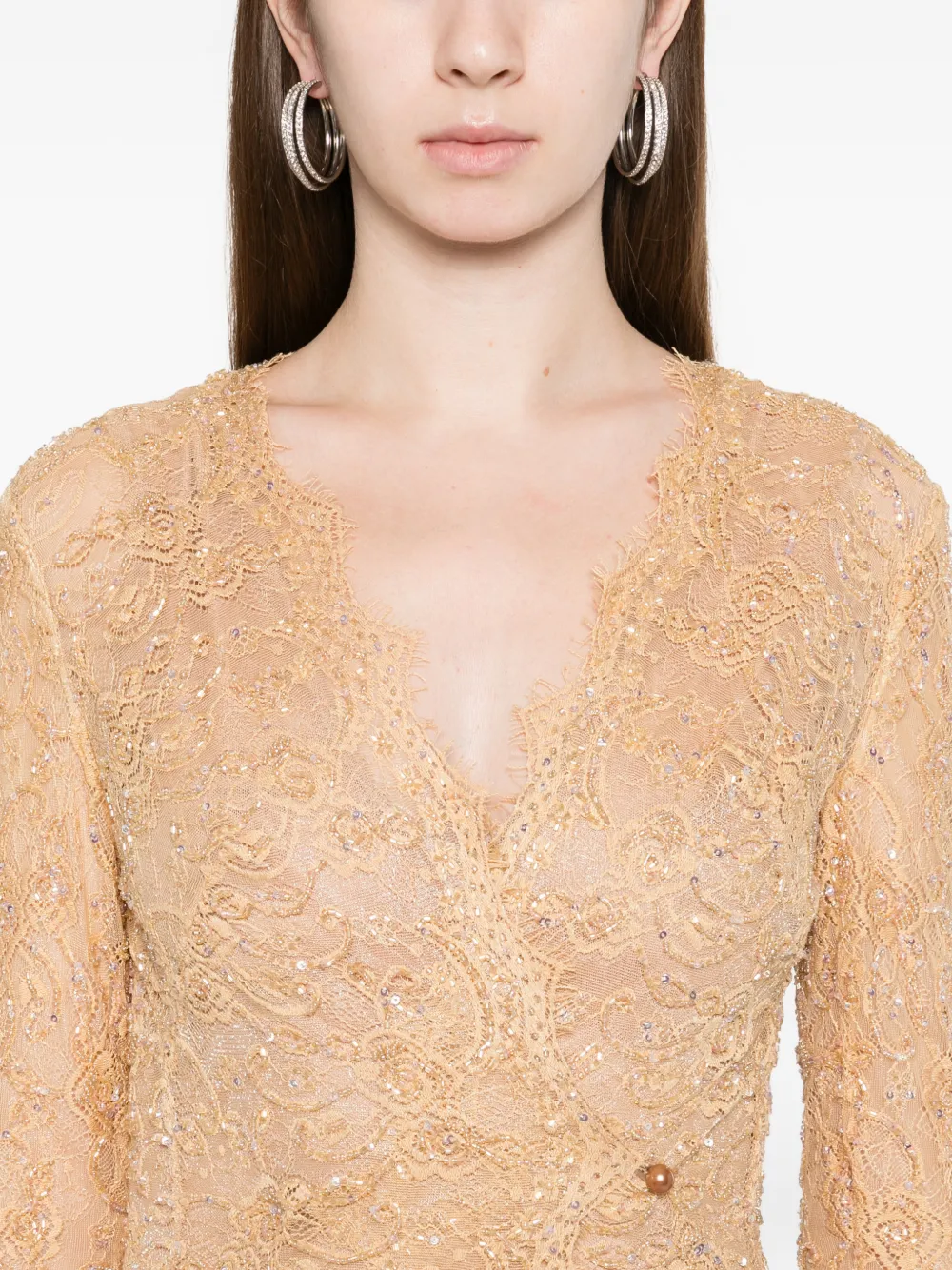 Miau By Clara Rotescu Lace Maxi Dress In Neutral