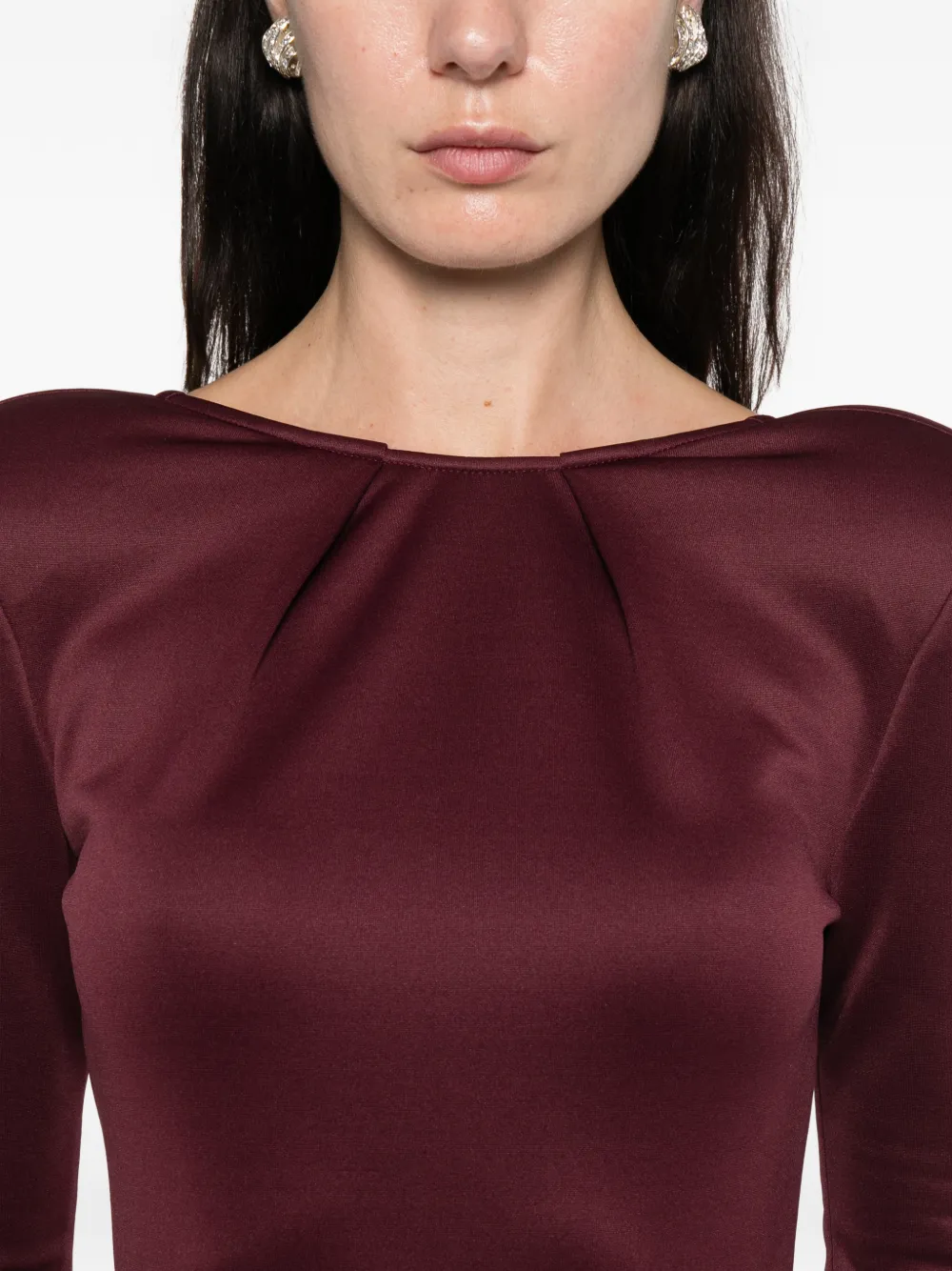 Miau By Clara Rotescu Leona Long-sleeve Gown In Burgundy