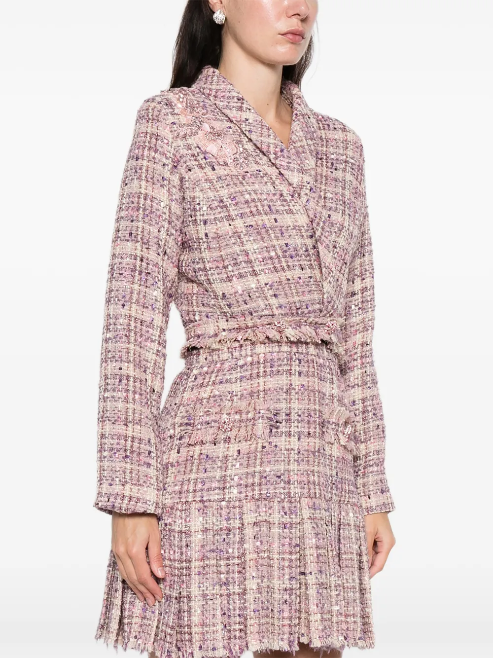 Miau By Clara Rotescu Loka Appliqué Textured Jacket In Pink