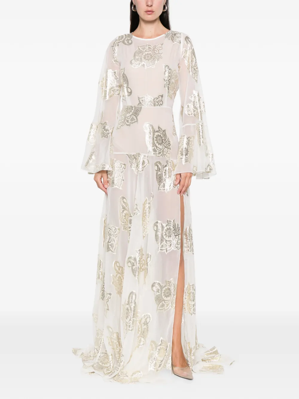 Miau By Clara Rotescu Flared Maxi Dress In White