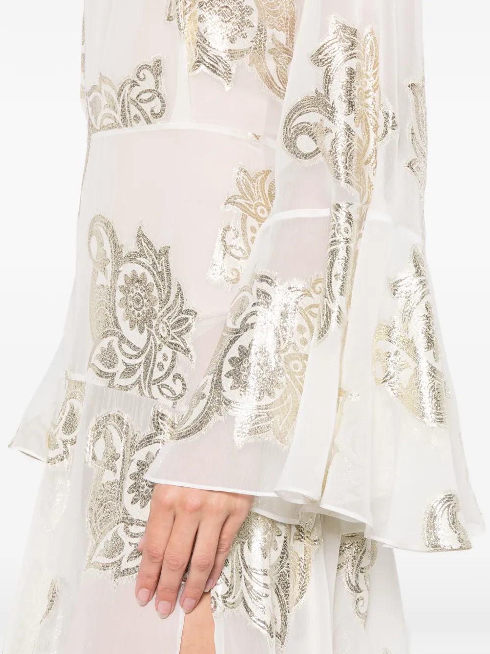 Miau By Clara Rotescu Flared Maxi Dress In White