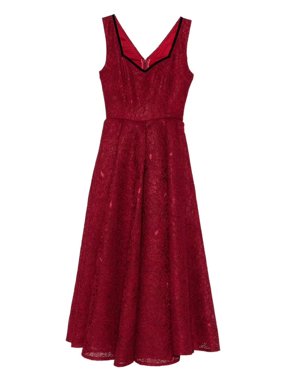 Miau By Clara Rotescu Lace Trim Maxi Dress In Red