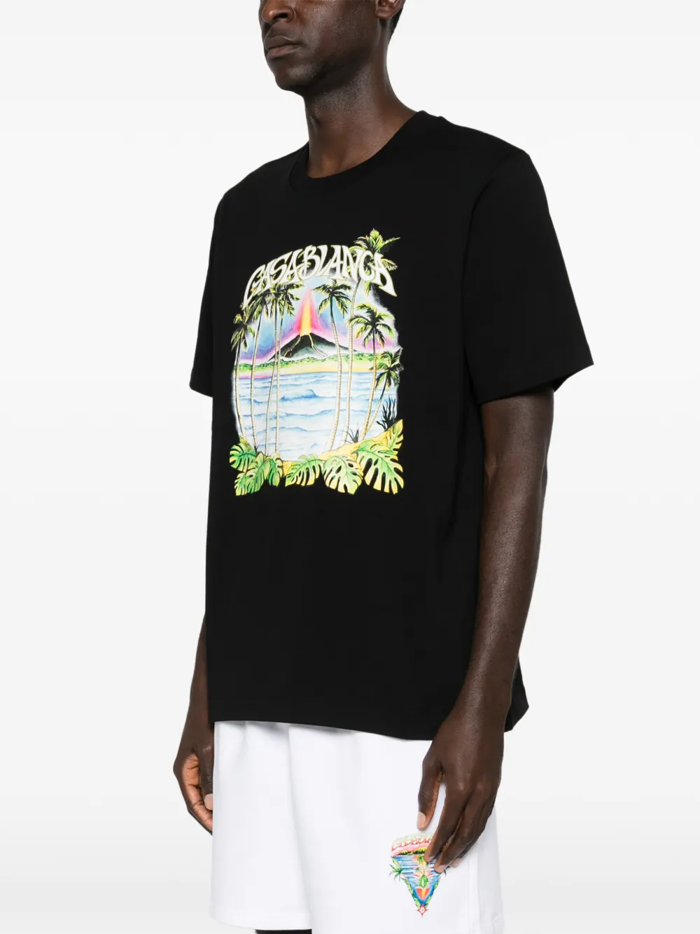Casablanca Volcano T-shirt met tropische print Zwart