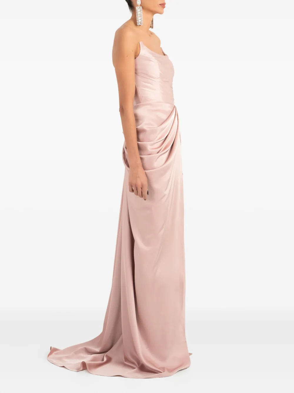 Ana Radu Strapless maxi-jurk met ruches Roze