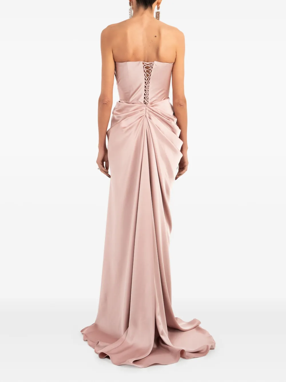 Ana Radu Strapless maxi-jurk met ruches Roze