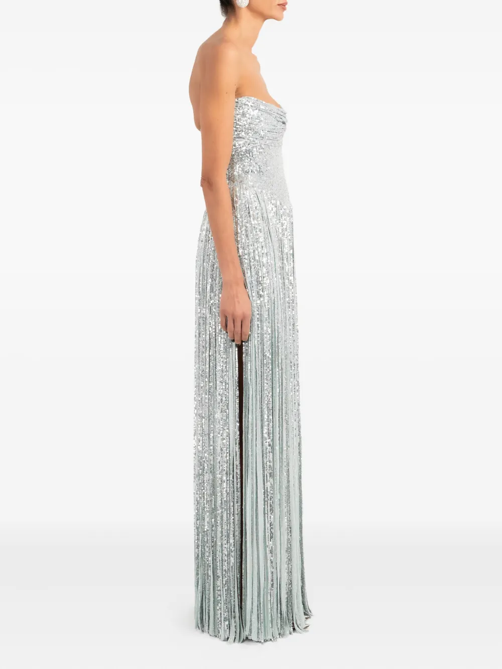 Ana Radu Maxi-jurk met franje Zilver