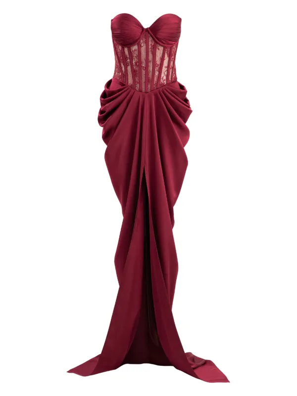 chinese dress ladies Aderyn Satin Corset Maxi Dress