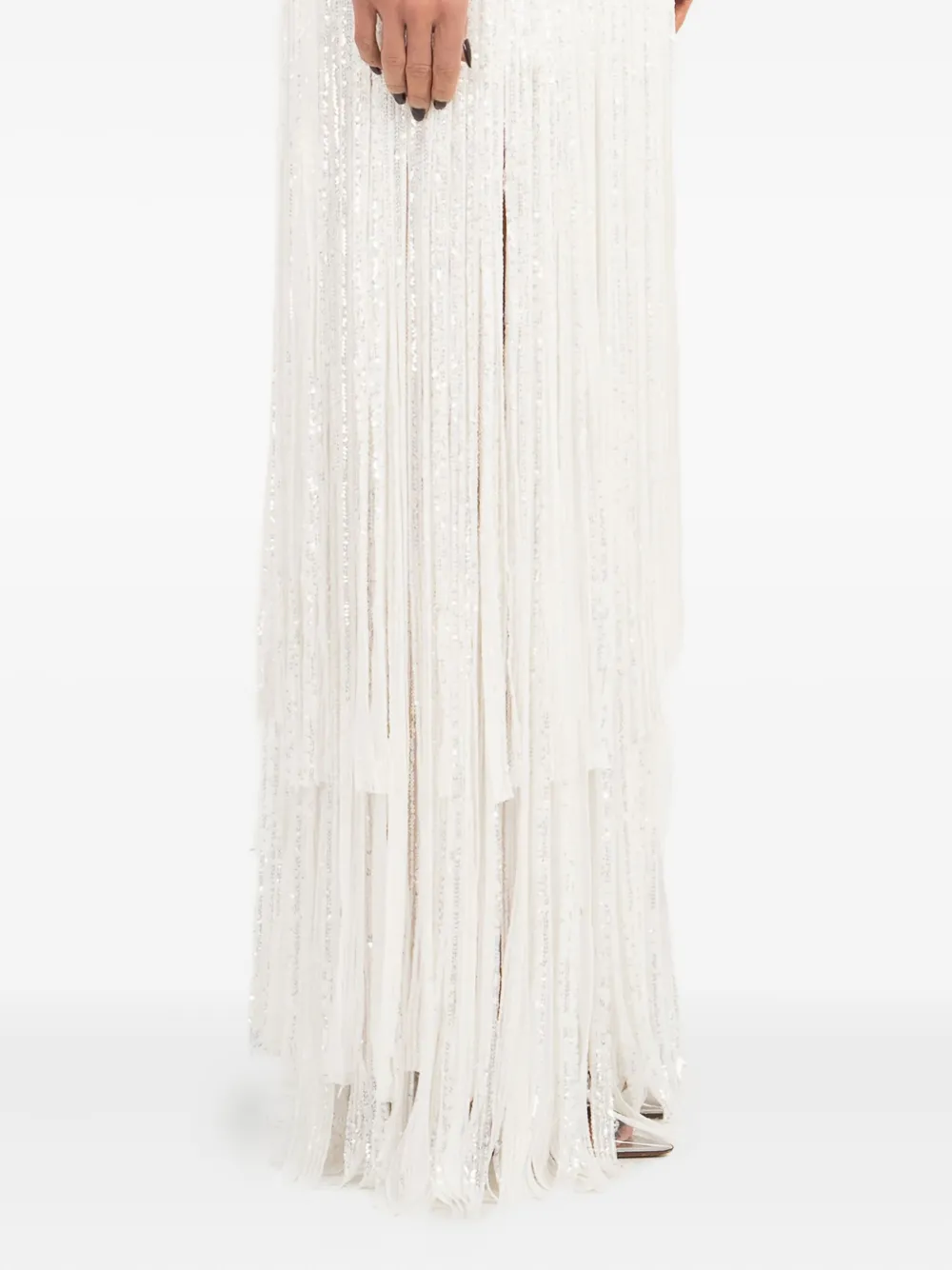 Ana Radu Maxi-jurk met franje Wit