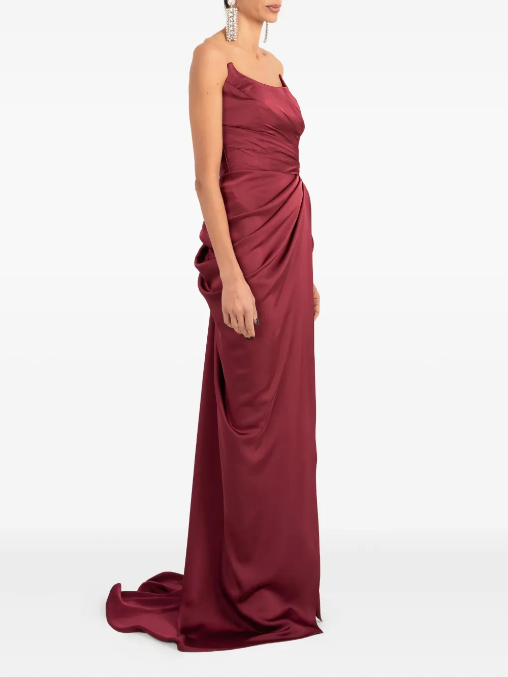 Ana Radu Maxi-jurk met ruches en zijsplit Rood